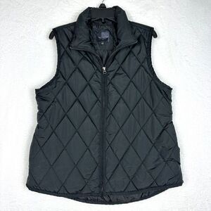 The Limited Sleeveless Quilted Puffer Vest Jacket Womens Small Black Full Zip